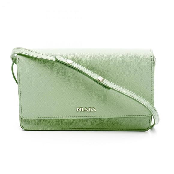 Prada SAFFIANO LUX Shoulder Bag, Saffiano Leather, Women's, Green, 1BH009 - Picture 1 of 9